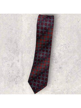 NEW STRAUSS Silk Tie XL Gray Burgundy Tartan W:2.7"